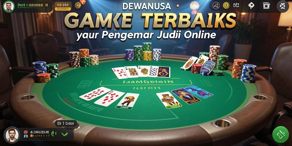 Tampilan gameplay menarik di DEWANUSA dengan suasana poker yang ceria.