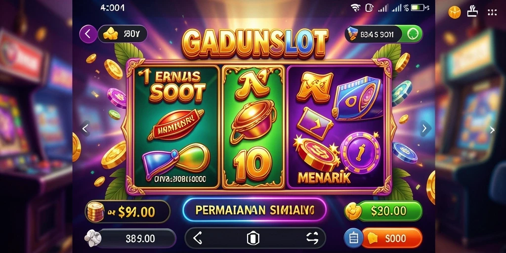 Tampilan gameplay menarik dari GADUNSLOT dengan mesin slot yang beragam.