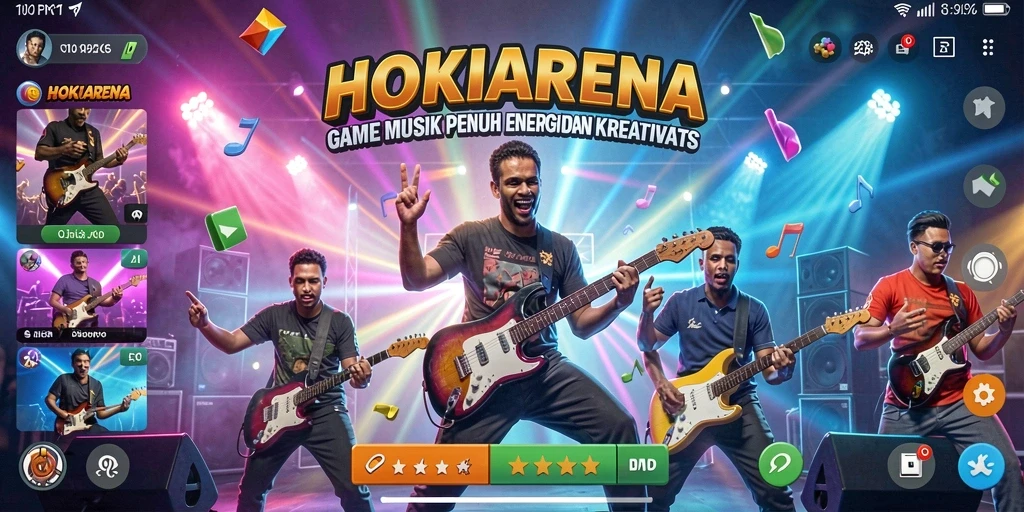 Tampilan gameplay HOKIARENA yang penuh warna dan energik.