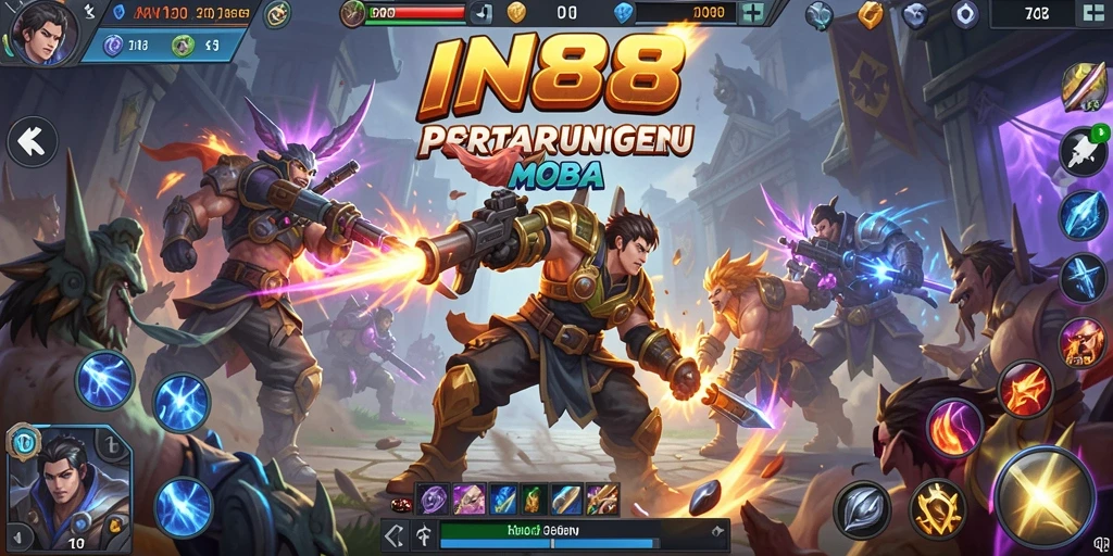 Tangkapan layar gameplay IN88 yang menunjukkan aksi seru dalam pertarungan tim.