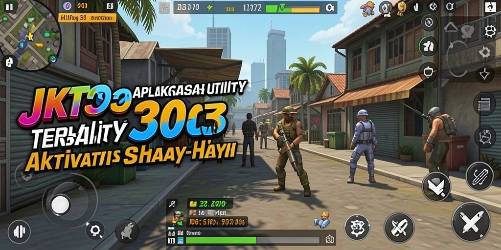 Screenshot utama menunjukkan antarmuka aplikasi JKT303 yang praktis.