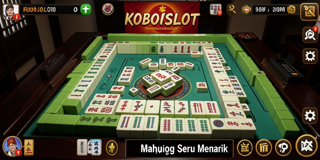 Tampilan gameplay seru KOBOISLOT dengan elemen Mahjong yang menarik.