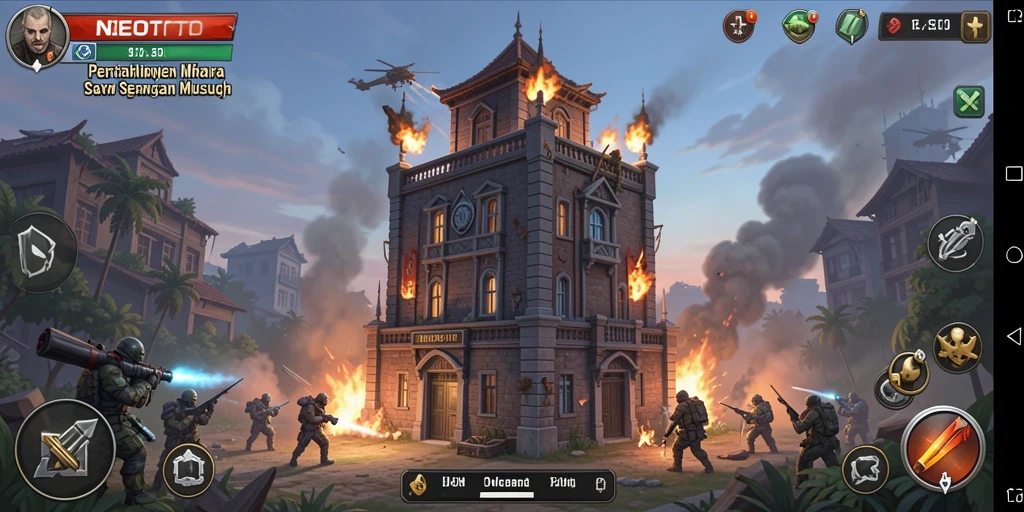 Tangkapan layar gameplay menampilkan menara dalam aksi menghadapi serangan musuh.