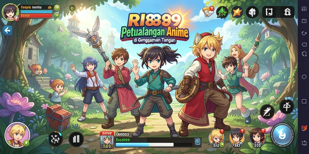 Tampilan permainan RI889 yang penuh aksi dalam dunia anime.