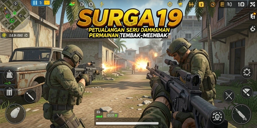 Tangkapan layar gameplay SURGA19 yang menampilkan pertempuran seru.