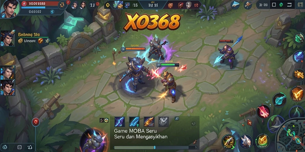 Screenshot gameplay MOBA yang menampilkan aksi seru dalam XO368.